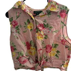 Ralph Lauren Pink Floral Sleeveless Blouse